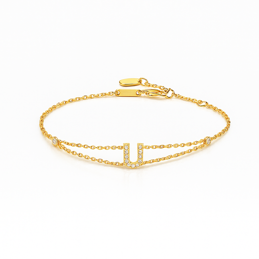 Letter Bracelet “U” – 18K Yellow Gold
