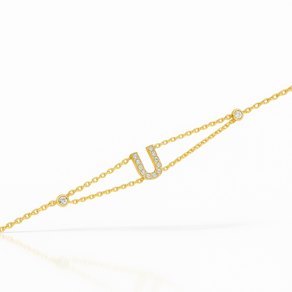 Letter Bracelet “U” – 18K Yellow Gold