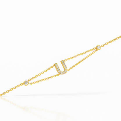 Letter Bracelet “U” – 18K Yellow Gold