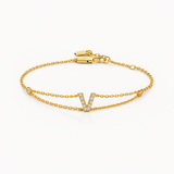 0.1ct - Letter Bracelet “V” – 18K Yellow Gold