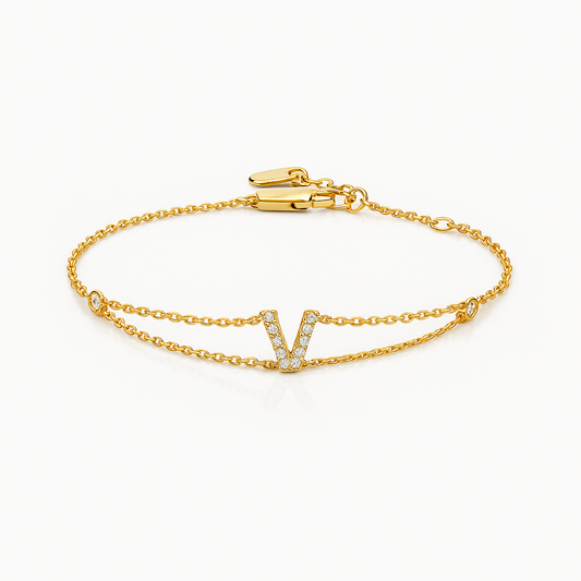 Letter Bracelet “V” – 18K Yellow Gold