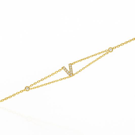 Letter Bracelet “V” – 18K Yellow Gold