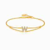 0.14ct - Letter Bracelet “W” – 18K Yellow Gold