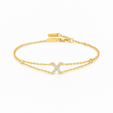 0.1ct -Letter Bracelet “X” – 18K Yellow Gold
