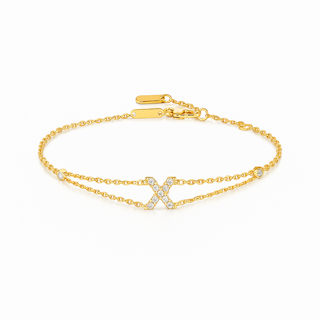 Letter Bracelet “X” – 18K Yellow Gold