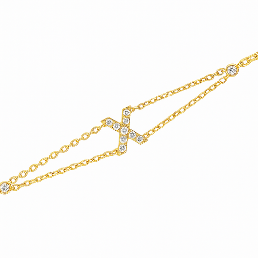 Letter Bracelet “X” – 18K Yellow Gold