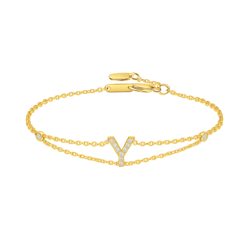 Letter Bracelet “Y” – 18K Yellow Gold