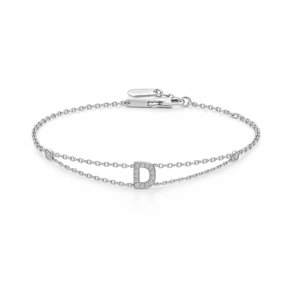Letter Bracelet “D” – 18K White Gold