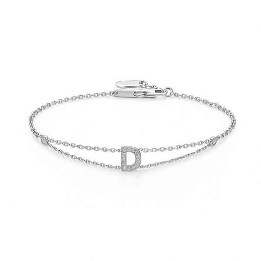 Letter Bracelet “D” – 18K White Gold