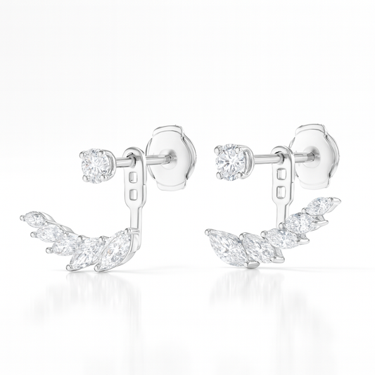 Marquise Angel Wings Diamond Slider Earrings White Gold
