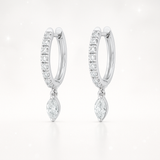 0.40cts - Marquise Diamond Drop Earrings - 18K White Gold