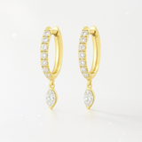 0.55 Carats -Marquise Diamond Drop Earrings - 18K Yellow Gold