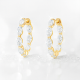 1.5 Carats -Marquise Diamond Hoop Earrings - 18k Yellow Gold