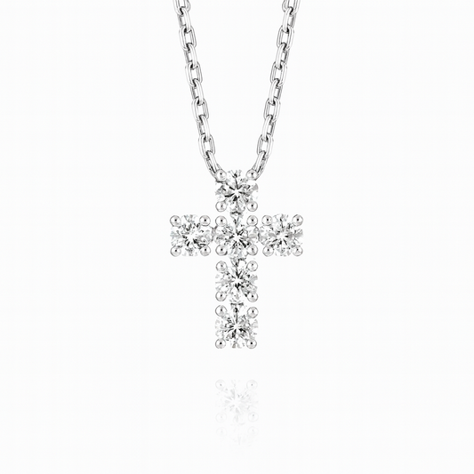 0.4ct - Medium Diamond Cross Pendant 18k White Gold