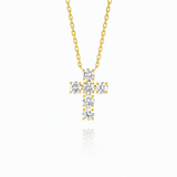 0.4ct - Medium Diamond Cross Pendant 18k Yellow Gold