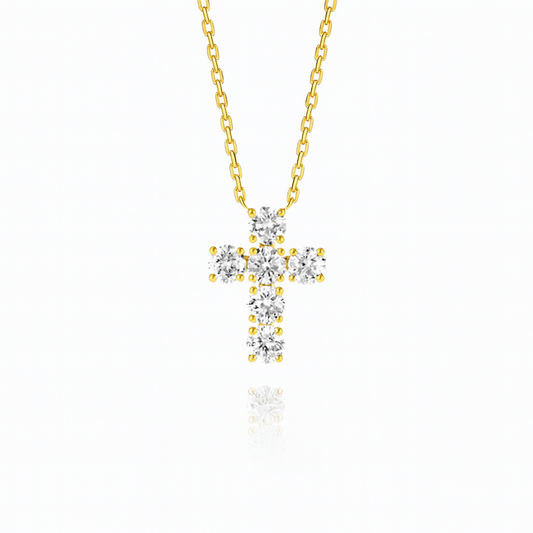 0.4ct - Medium Diamond Cross Pendant 18k Yellow Gold
