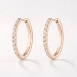 0.9 Carats -Medium Diamond Hoop Earrings - 18K Rose Gold