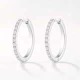 0.9 carats - Medium Diamond Hoop Earrings - 18K White Gold