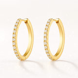 0.9 Carats -Medium Diamond Hoop Earrings - 18k Yellow Gold