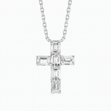 1.4ct - Medium Emerald-Cut Diamond Cross Pendant in 18k White Gold