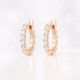0.85 Carats -Mini Diamond Hoop Earrings - 18k Rose Gold