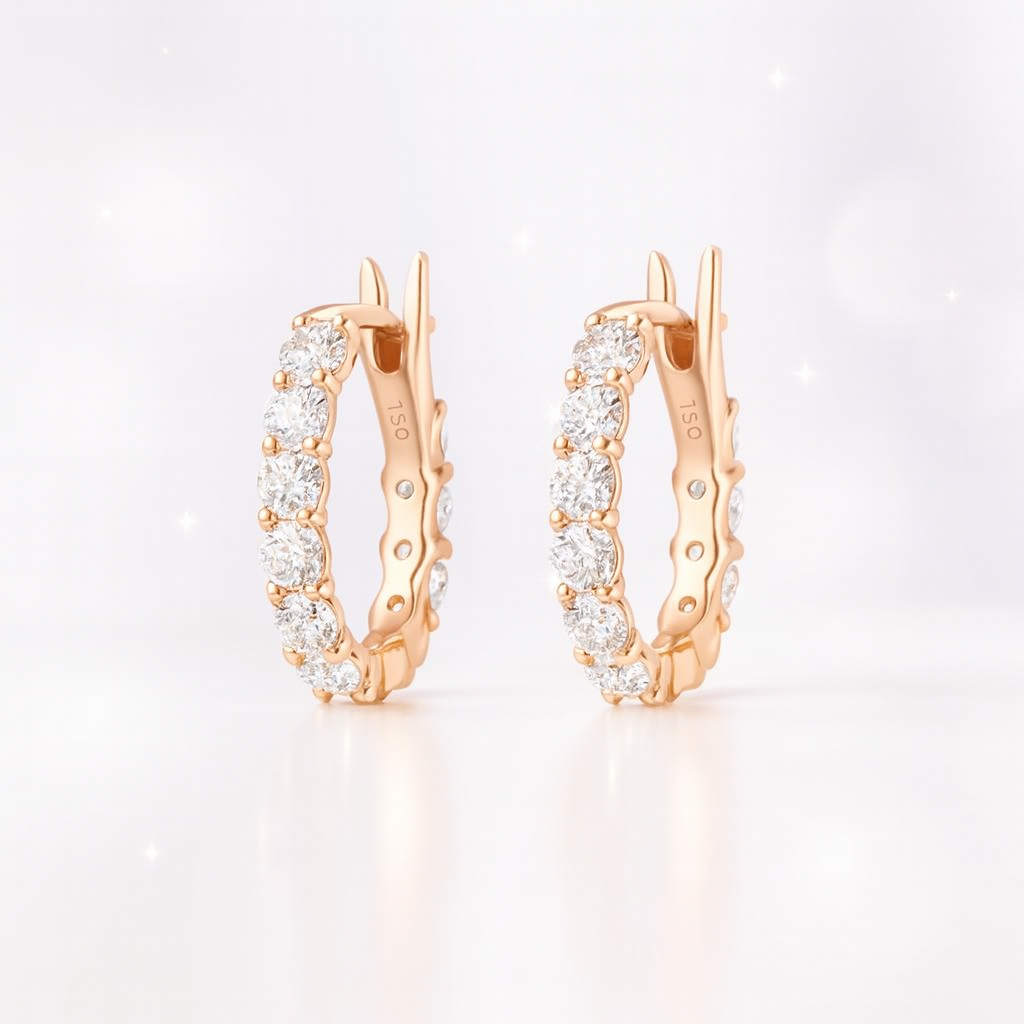 Mini Diamond Hoop Earrings - 18k Rose Gold