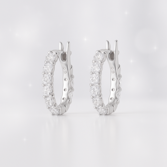 Mini Diamond Hoop Earrings 18k White Gold – 0.85ct Lab-Grown Diamonds