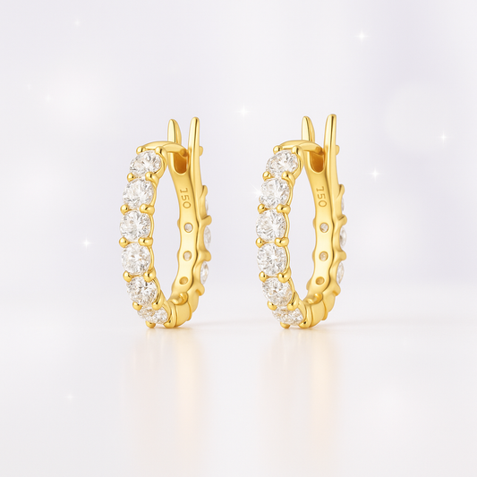 Mini Diamond Hoop Earrings 18k Yellow Gold – 0.85ct Lab-Grown Diamonds