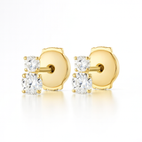 0.35ct Mini Duo Diamond Earrings Yellow Gold