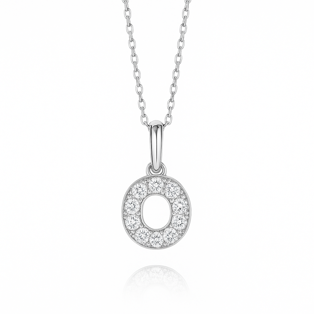 0.22ct - O Letter Pendant – 18k White Gold