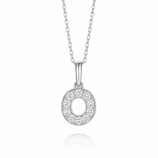 0.22ct - O Letter Pendant – 18k White Gold