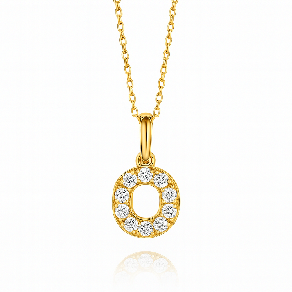 0.22ct - O Letter Pendant – 18k Yellow Gold