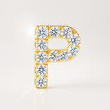 0.10 cts "P" Letter Stud Earring – 18k Yellow Gold