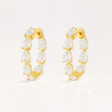 2.3cts - Pear Cut Diamond Hoop Earrings - 18K Yellow Gold