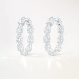 2.3 Carats -Pear Diamond Hoop Earrings - 18k White Gold