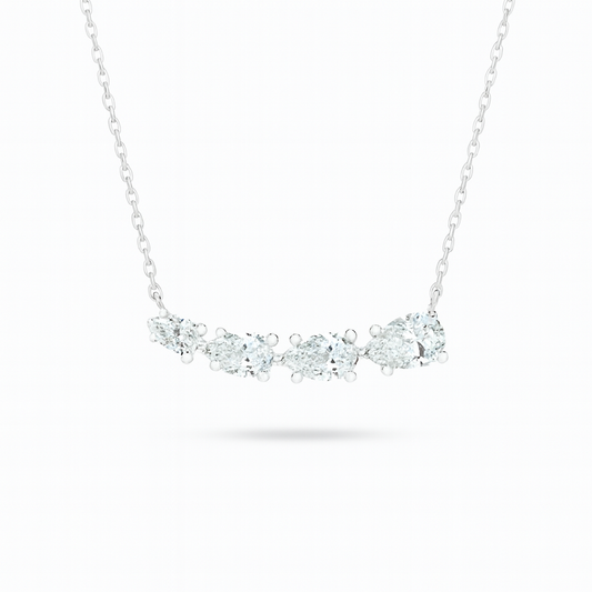 0.94ct - Pear Diamond Wing Pendant in 18k White Gold