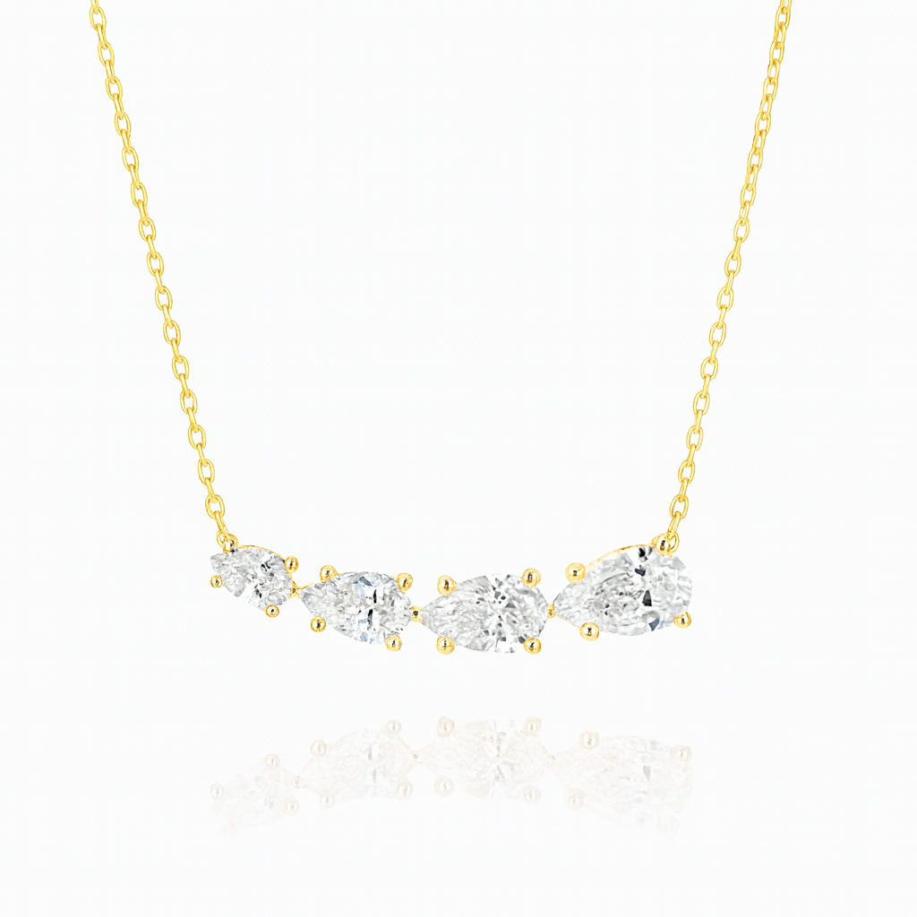 0.94ct - Pear Diamond Wing Pendant - 18k Yellow Gold