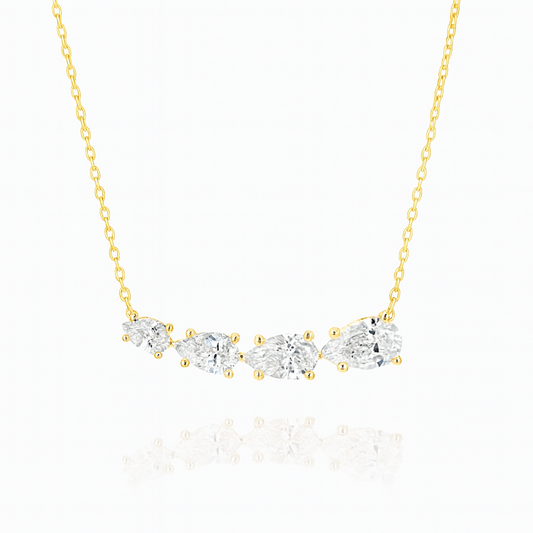 0.94ct - Pear Diamond Wing Pendant - 18k Yellow Gold