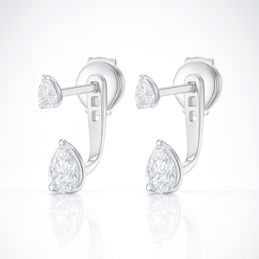 Pear Shaped Diamond Slider Earrings White Gold