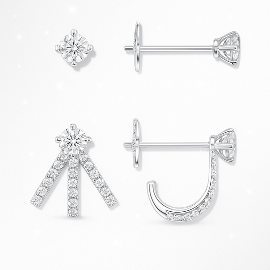 Petite Diamond Curl Huggie Earrings - 18K White Gold