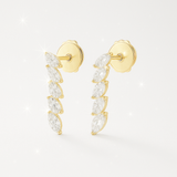 1 Carat Petite Graduated Marquise Diamond Line Earrings - 18K Yellow Gold