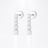 1.2 Carats Petite Graduated Round Diamond Line Earrings - 18K White Gold