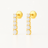 1.2 Carats Petite Graduated Round Diamond Line Earrings - 18K Yellow Gold