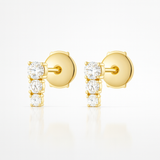 0.40ct Petite Trio Diamond Bar Earrings Yellow Gold