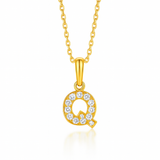 0.24ct - "Q" Letter Pendant - 18k Yellow Gold
