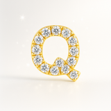 0.14cts "Q" Letter Stud Earring – 18k Yellow Gold