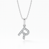 0.16ct - R Letter Pendant –  18k White Gold