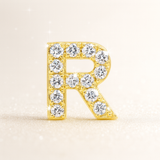 0.13cts "R" Letter Stud Earring Yellow Gold