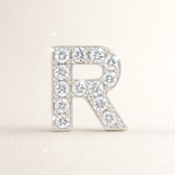 0.13cts "R" Letter Stud Earring White Gold