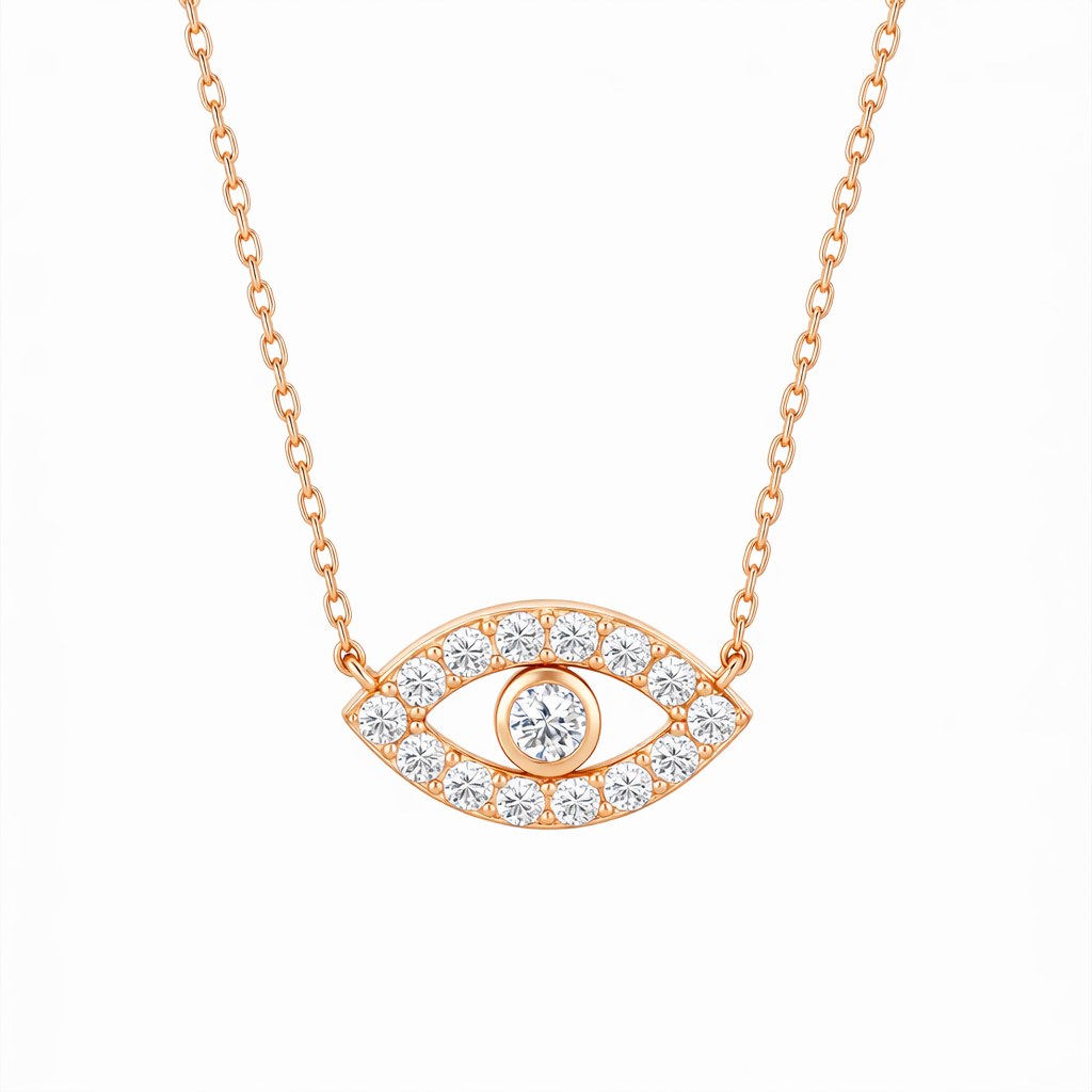 0.5ct - Round Evil Eye Diamond Pendant – Rose Gold
